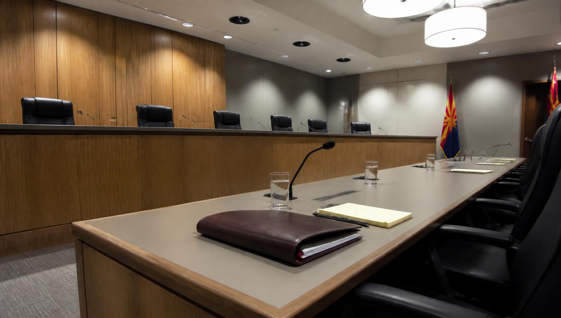 phoenix parole attorney — Arizona parole hearing room where a criminal defense attorney presents a release plan to the board